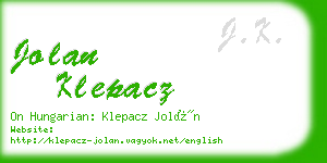 jolan klepacz business card